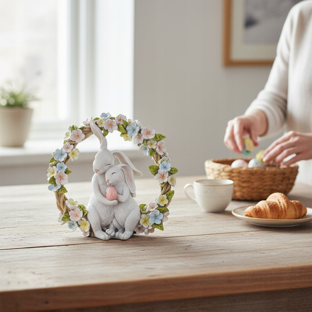 Króliczki figurka wielkanocna dekoracja wiosenna ozdoba zajączki 26 cm