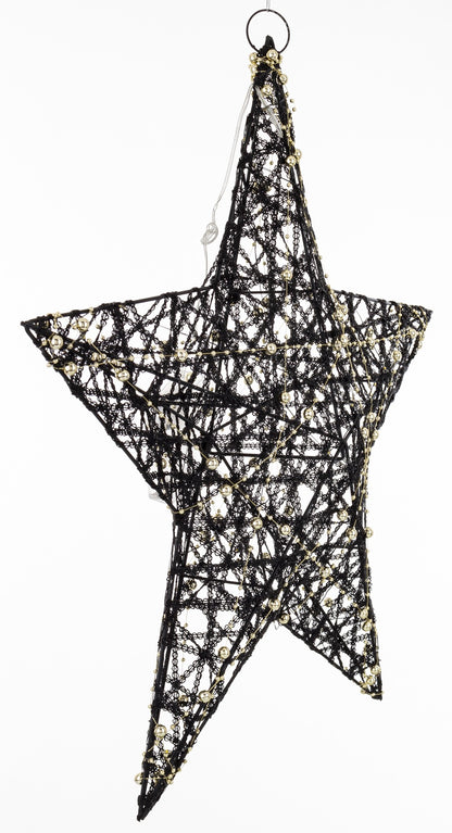 Ozdoba gwiazda LED z tworzywa czarno-złota 50x50x11 cm