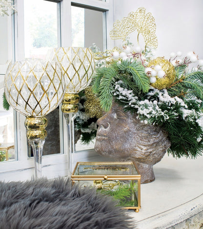 Świecznik glamour duży złoty kielich 40 cm