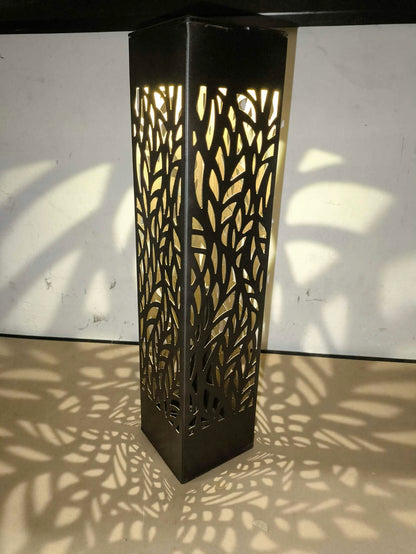 Lampa solarna ogrodowa czarna 53 cm ciepłe światło LED dekoracyjna słupek