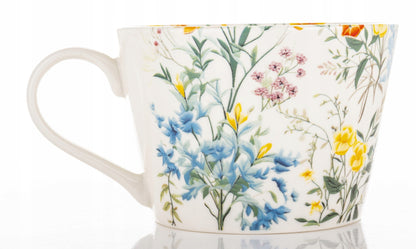 Duży kubek porcelanowy 450 ml do kawy herbaty kwiaty boho prezent zmywarka