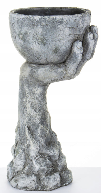 Osłonka Doniczka Ręka 36,5 cm Betonowa Szara