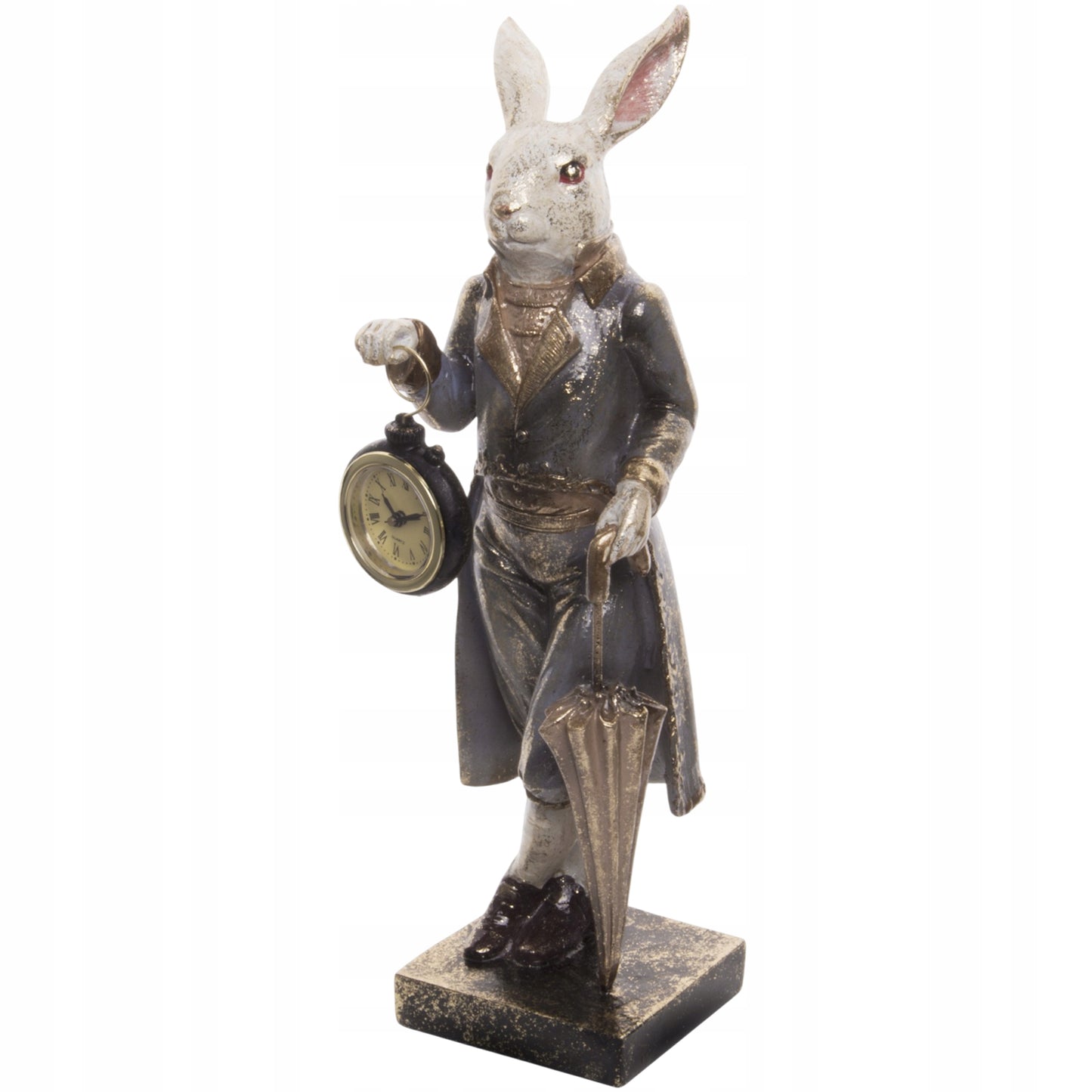 Figurka Pierrot biały królik z zegarkiem dekoracja vintage 34 cm
