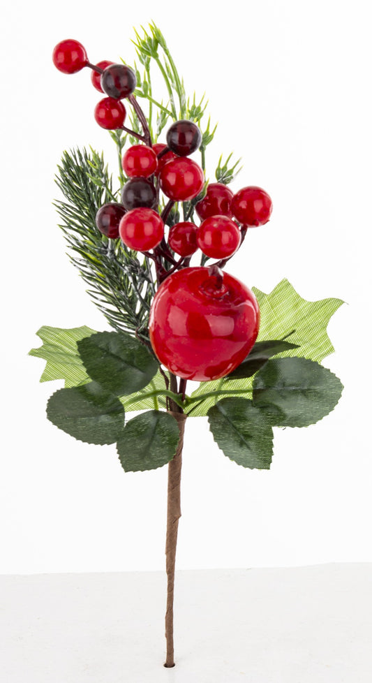 Gałązka dekoracyjna zielony, czerwony tworzywo sztuczne 25x12x6 cm