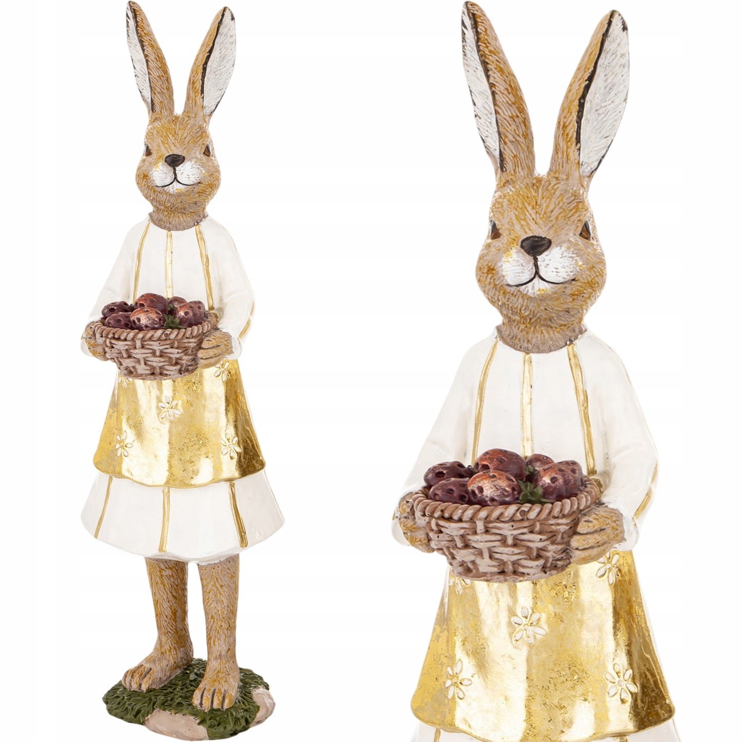 Figurka wielkanocna Królik Zając z koszykiem 25 cm Pani Królikowa