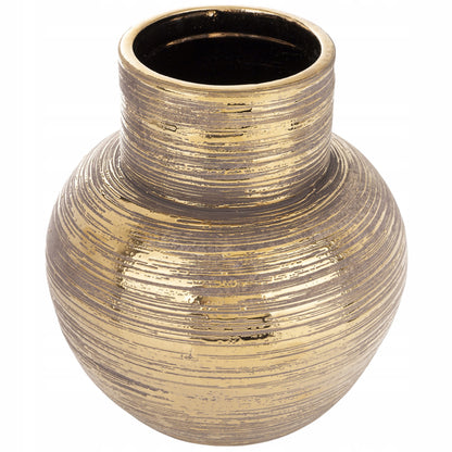 Wazon dekoracyjny ceramiczny 24 cm - brązowy -złoty cappucino