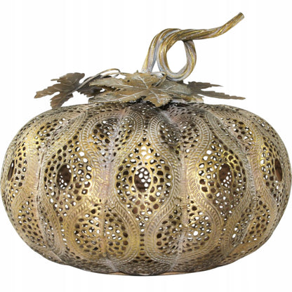 Lampion metalowy Dynia złoty 29x 26 cm dekoracja jesienna ażurowa figurka
