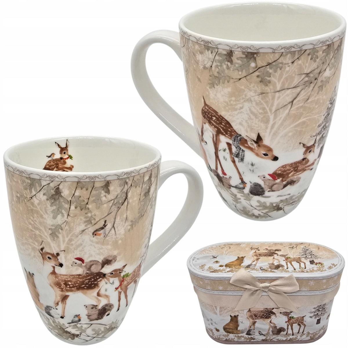 KUBKI KUBEK CERAMICZNE ZESTAW PREZENT ŚWIĘTA SARENKI Z PUDEŁKIEM 300 ML