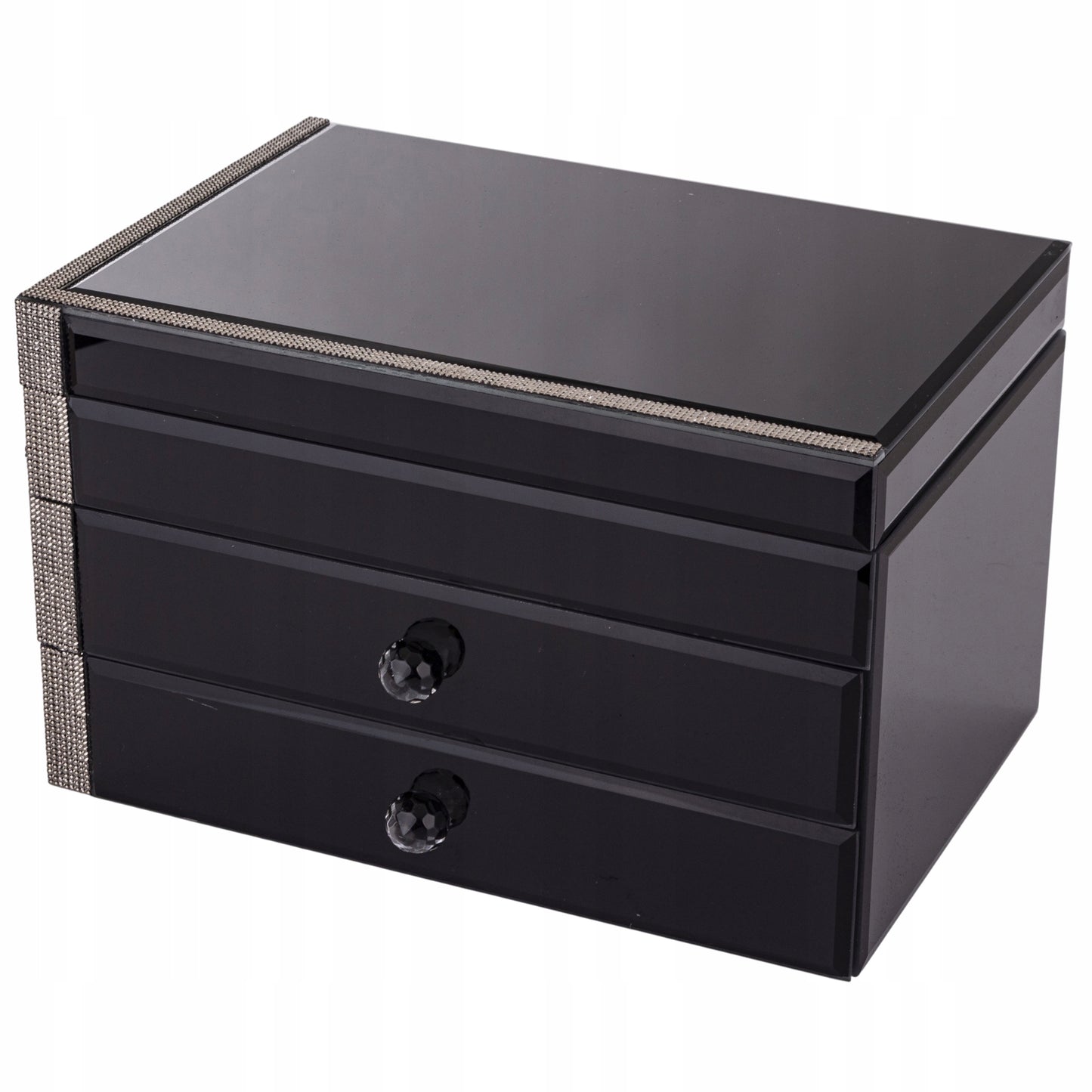 Szkatułka na biżuterię szklana premium z szufladkami pudełko organizer