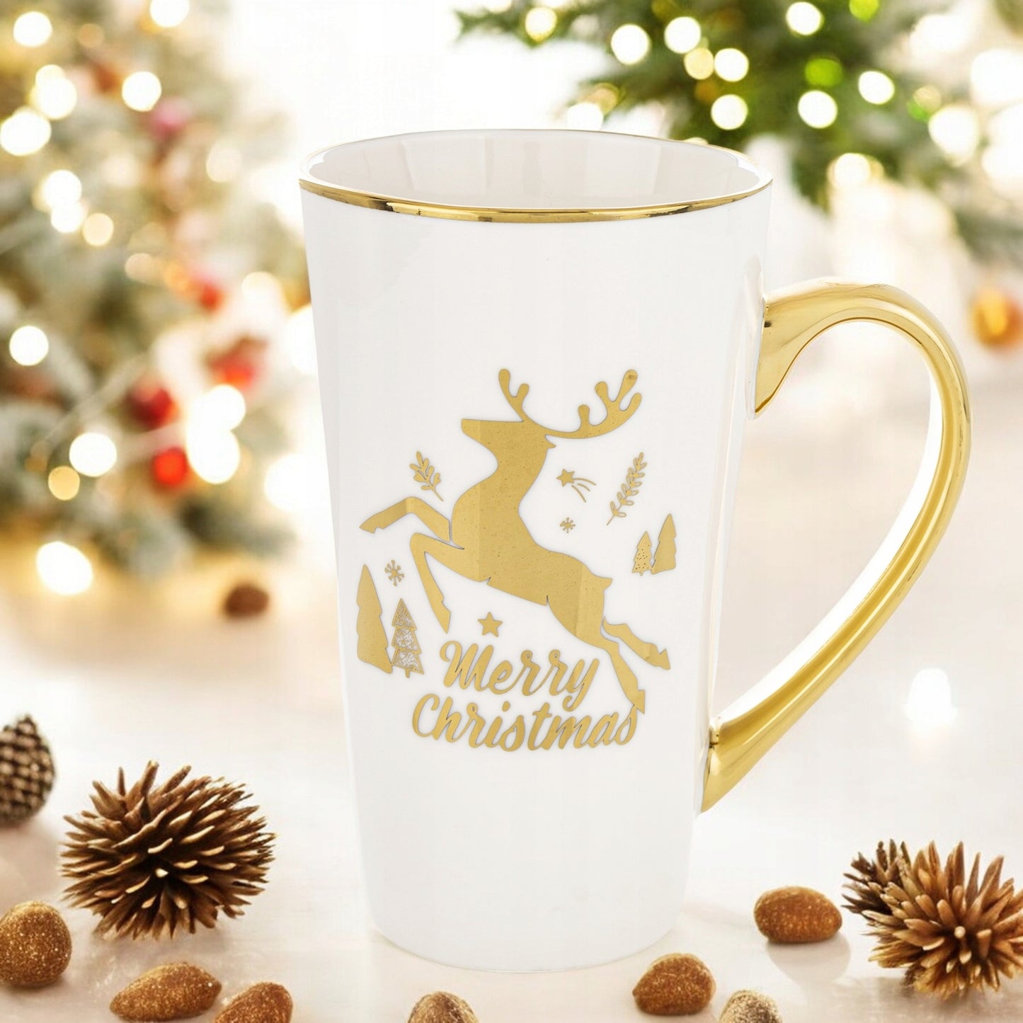 Kubek świąteczny porcelanowy w pudełku 450 ml duży prezent na mikołajki