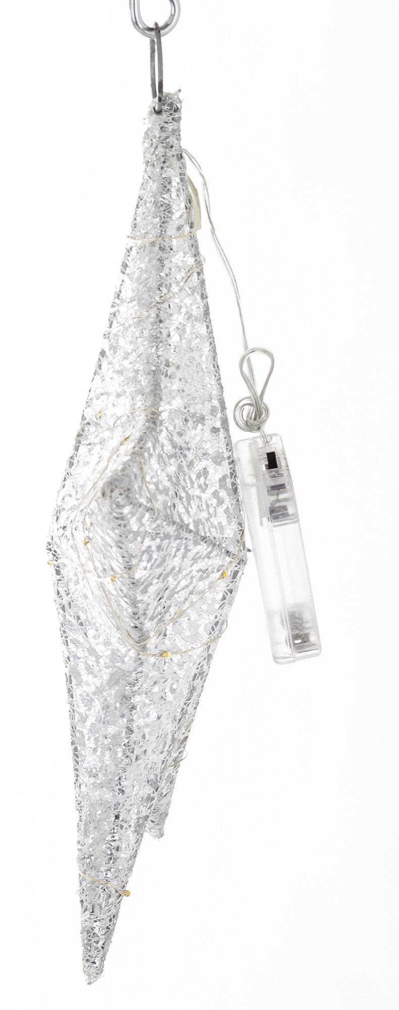 Ozdoba gwiazda LED tekstylna srebrna 31x30x6 cm