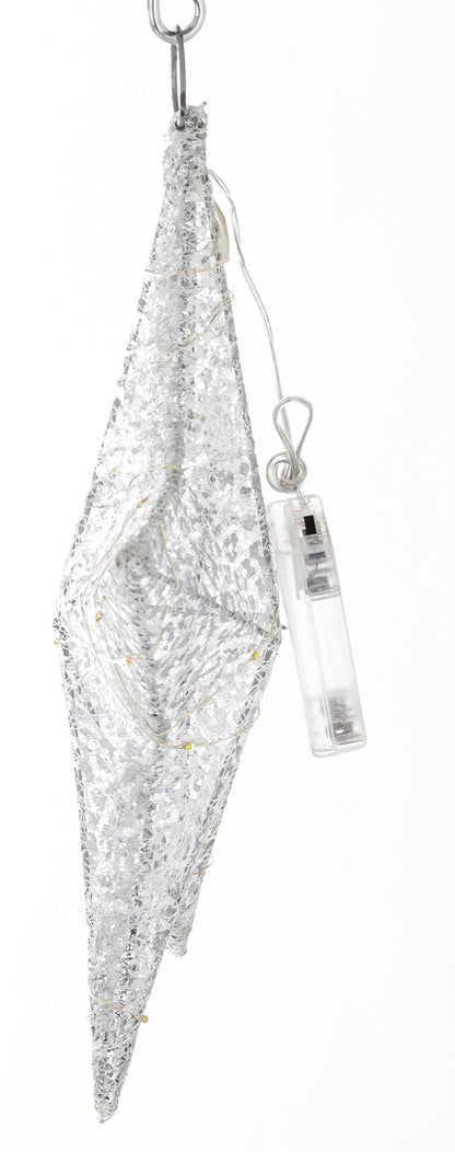 Ozdoba gwiazda LED tekstylna srebrna 31x30x6 cm