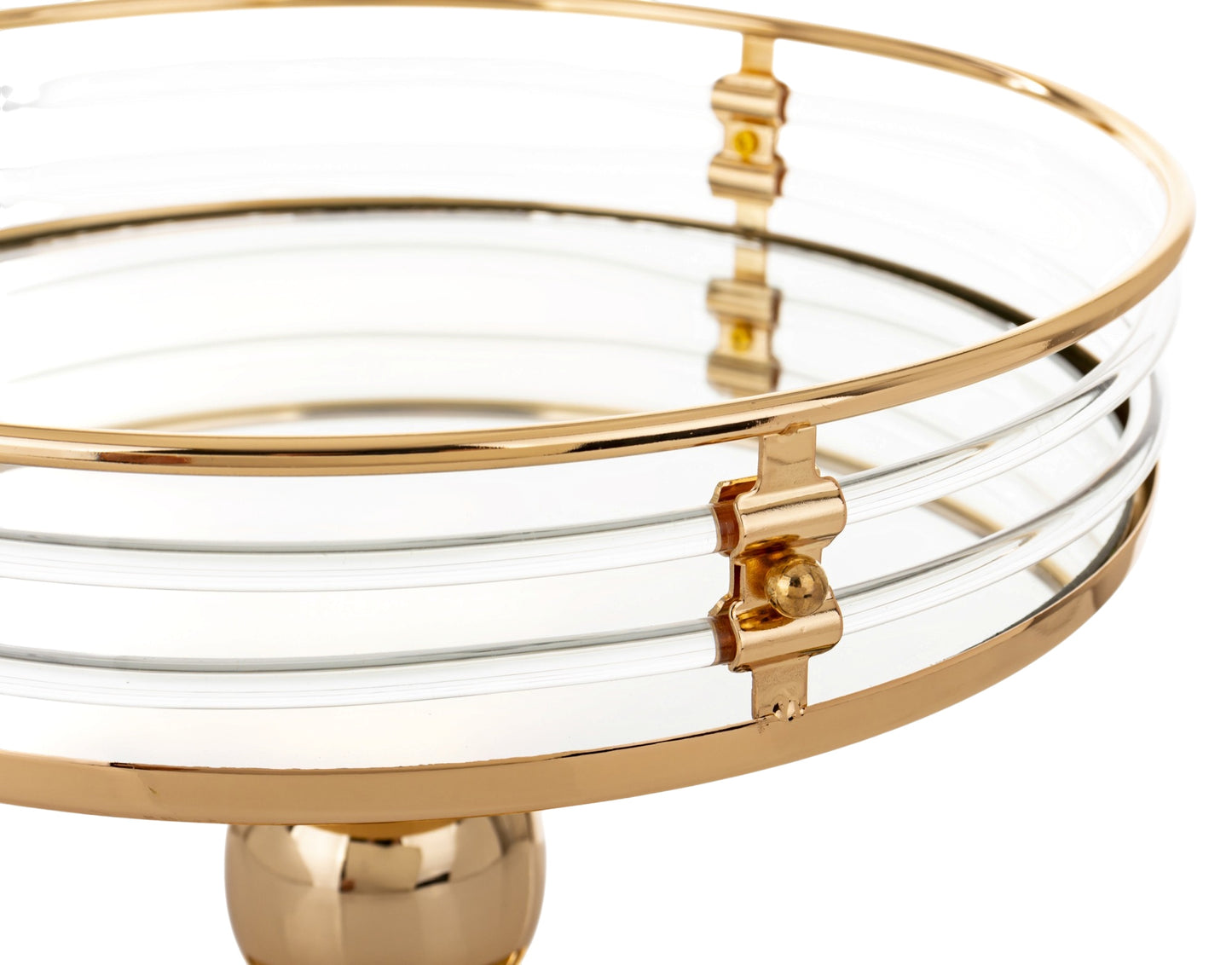 Patera na nóżce taca złota metalowa szklana glamour podstawka dekoracja