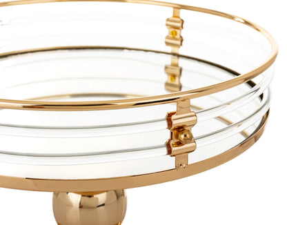 Patera na nóżce taca złota metalowa szklana glamour podstawka dekoracja