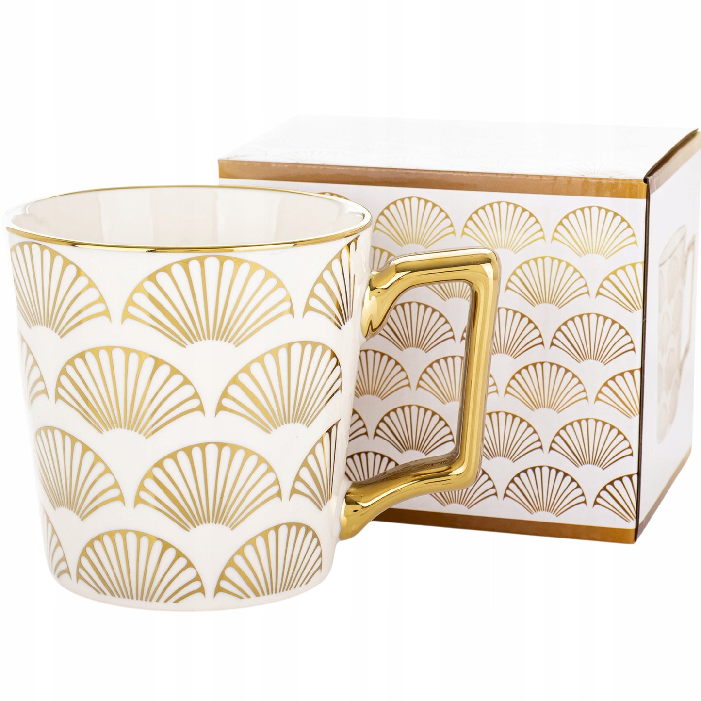 Porcelanowy Kubek elegancki złote ucho 310ml