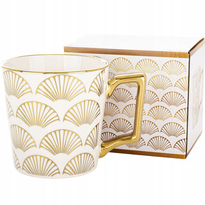 Porcelanowy Kubek elegancki złote ucho 310ml
