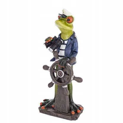Ozdobna Figurka 18x9x6,5cm - Żaba marynarz Kapitan żabka na morzu