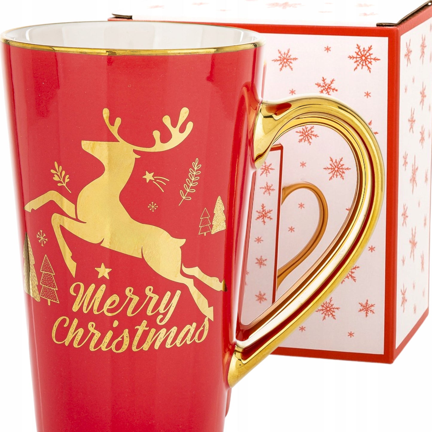 Kubek świąteczny porcelanowy w pudełku 450 ml duży prezent na mikołajki