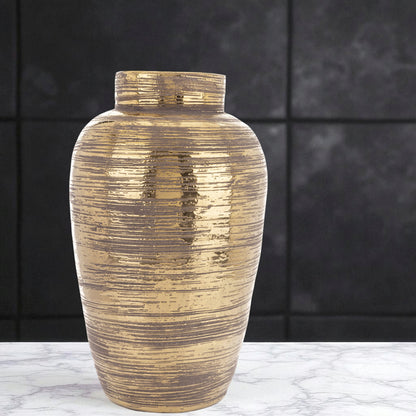Wazon duży ceramiczny 42 cm złoty brąz cappuccino elegancka dekoracja