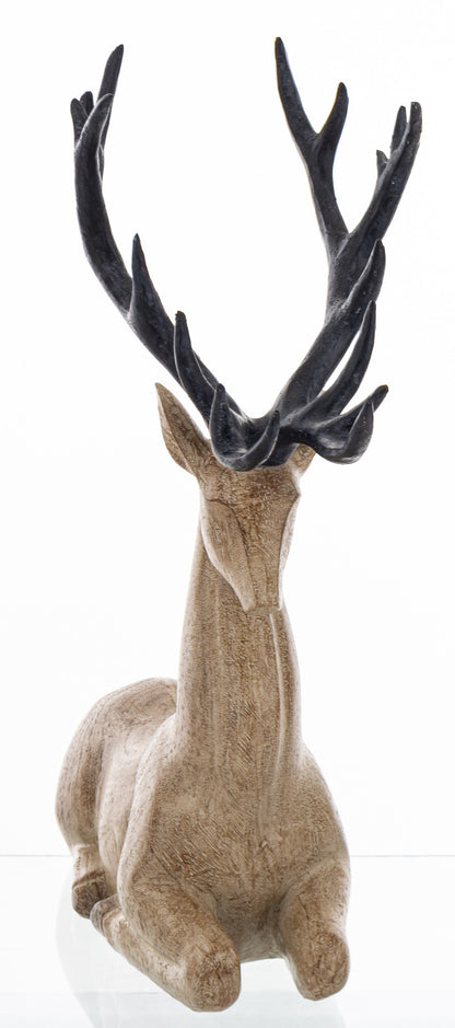 Figurka świąteczna renifer brązowy, czarny 33,5x29x12,5 cm