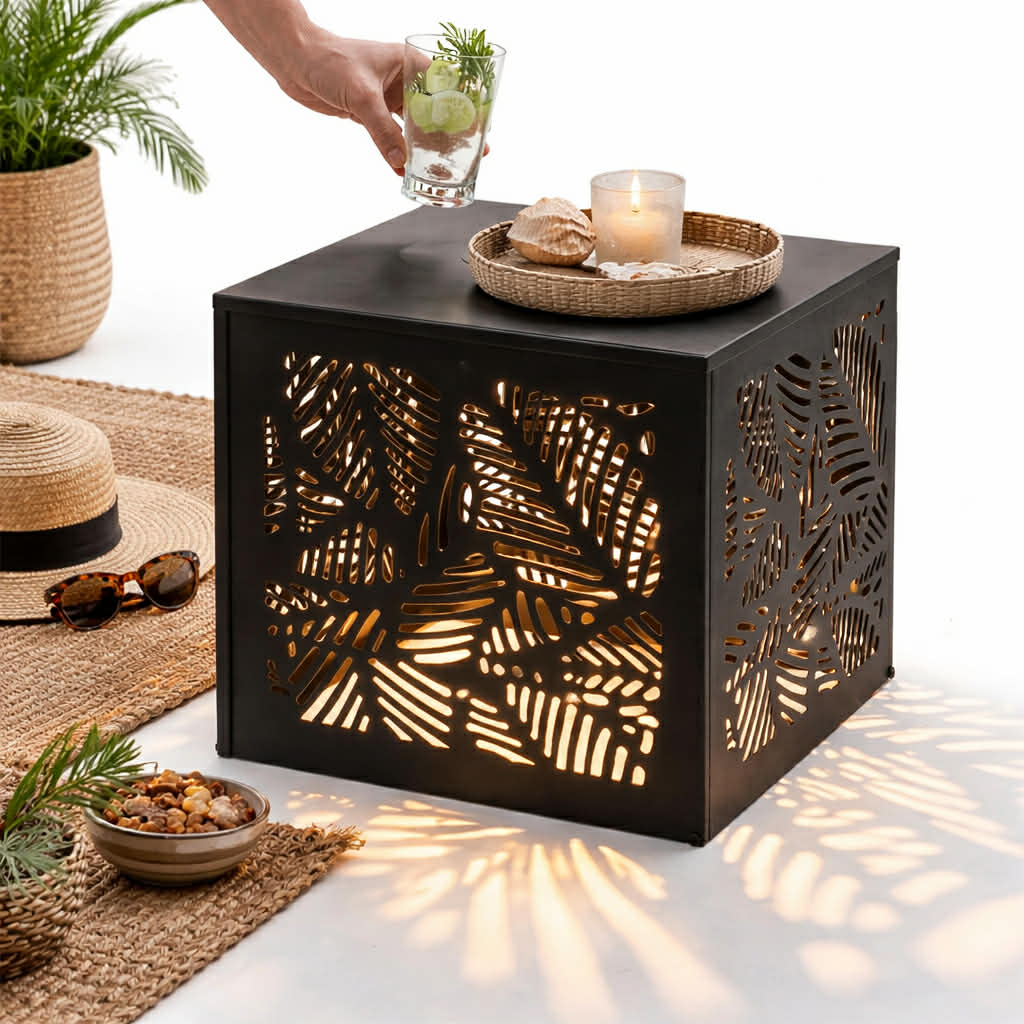 Stolik solarny metalowy ogrodowy balkonowy na taras LED lampa solarna