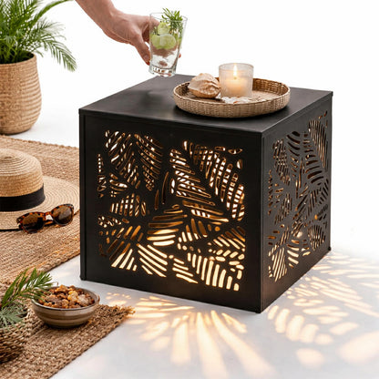 Stolik solarny metalowy ogrodowy balkonowy na taras LED lampa solarna