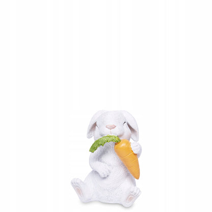 Figurka królik biały zajączek wielkanocny z marchewką wiosenny 10 cm
