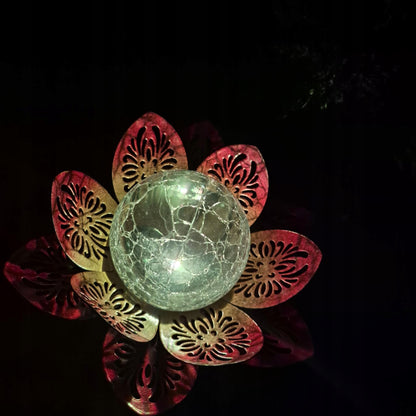 Lampa SOLARNA kwiat LOTOSU,ŻÓŁTO POMARAŃCZOWA Lampion latarenka LOTOS