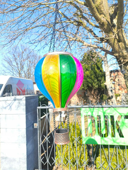 Lampa dekoracyjna solarna balon płomyk led czujnik zmierzchu 19x62 cm