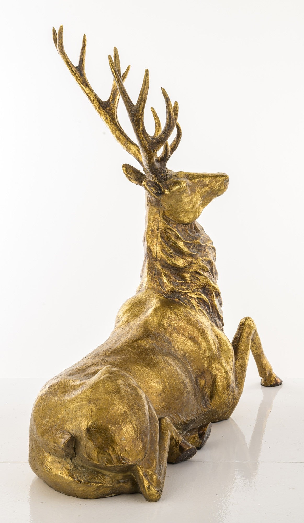 Figurka świąteczna renifer złoty tworzywo sztuczne 50x52x19 cm Antique
