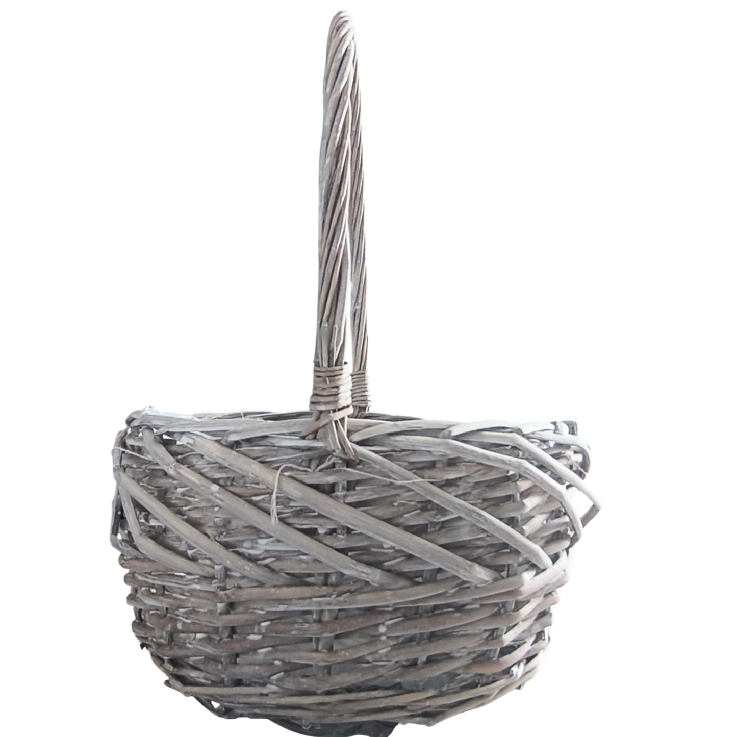 kosz wiklinowy szary wielkanocny koszyczek 24 cm okragły na święconkę
