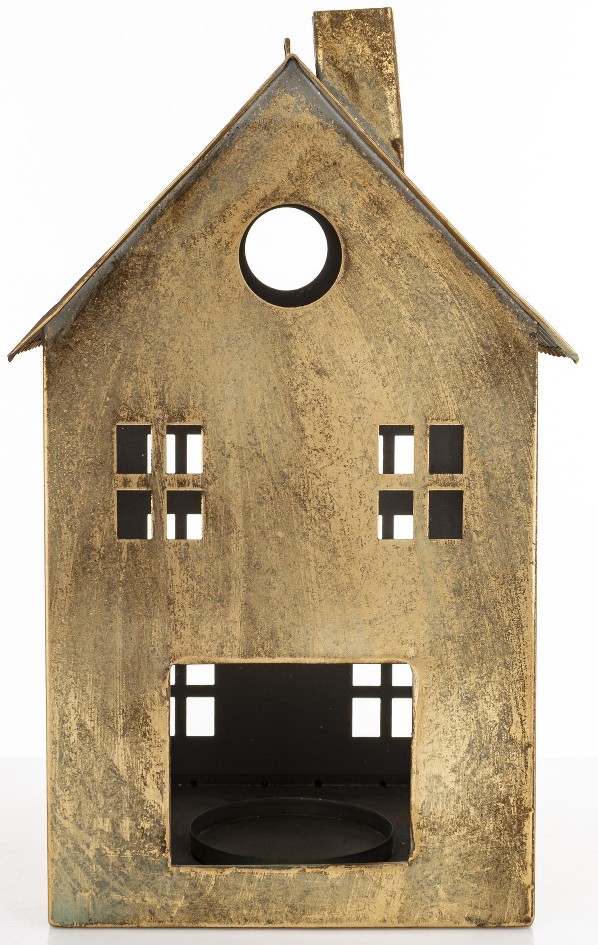 Figurka świąteczna Dekoracja Metalowa Domek złoty 36x21x21