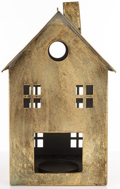 Figurka świąteczna Dekoracja Metalowa Domek złoty 36x21x21