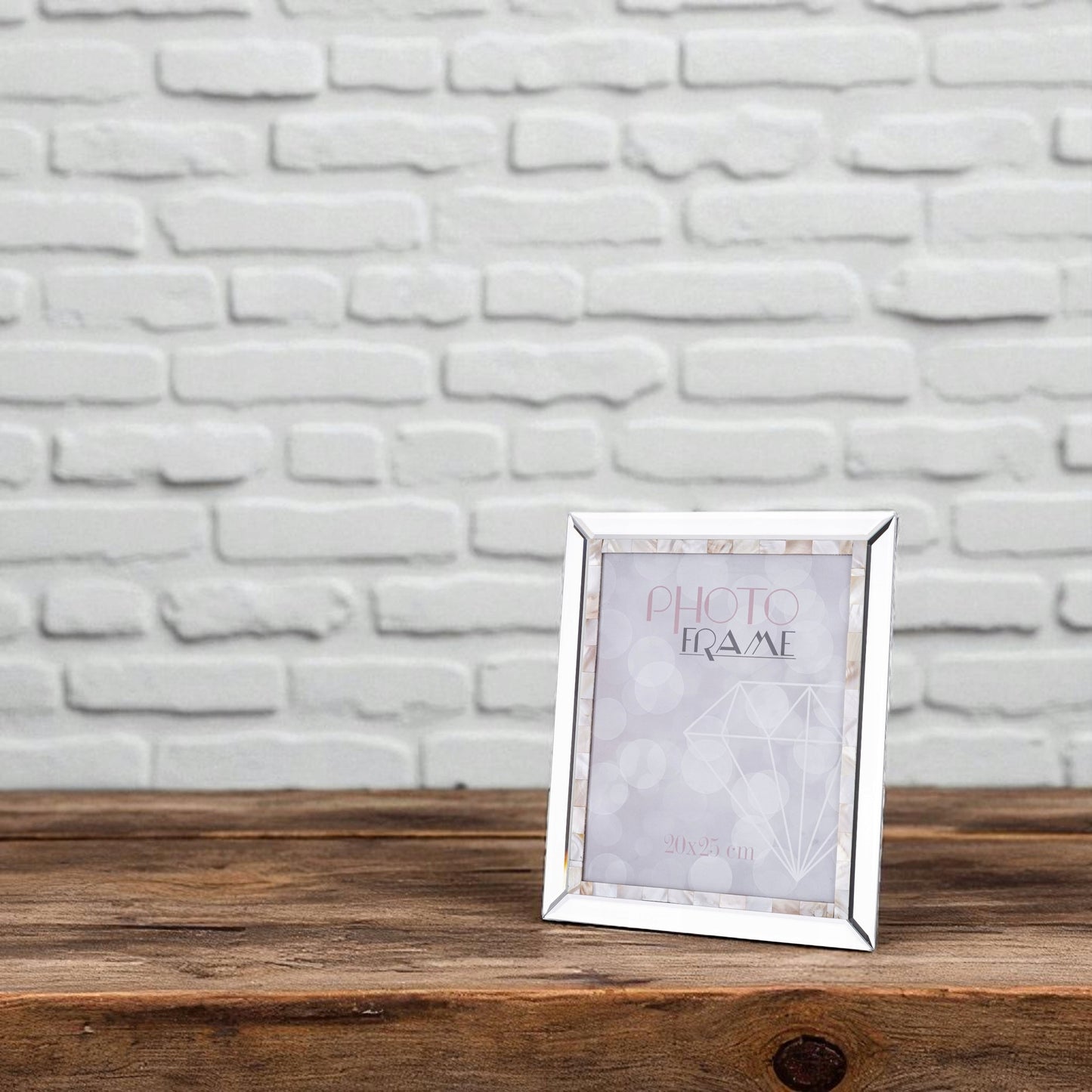 Ramka na zdjęcie 25 x 20 cm glamour srebrna lustrzana
