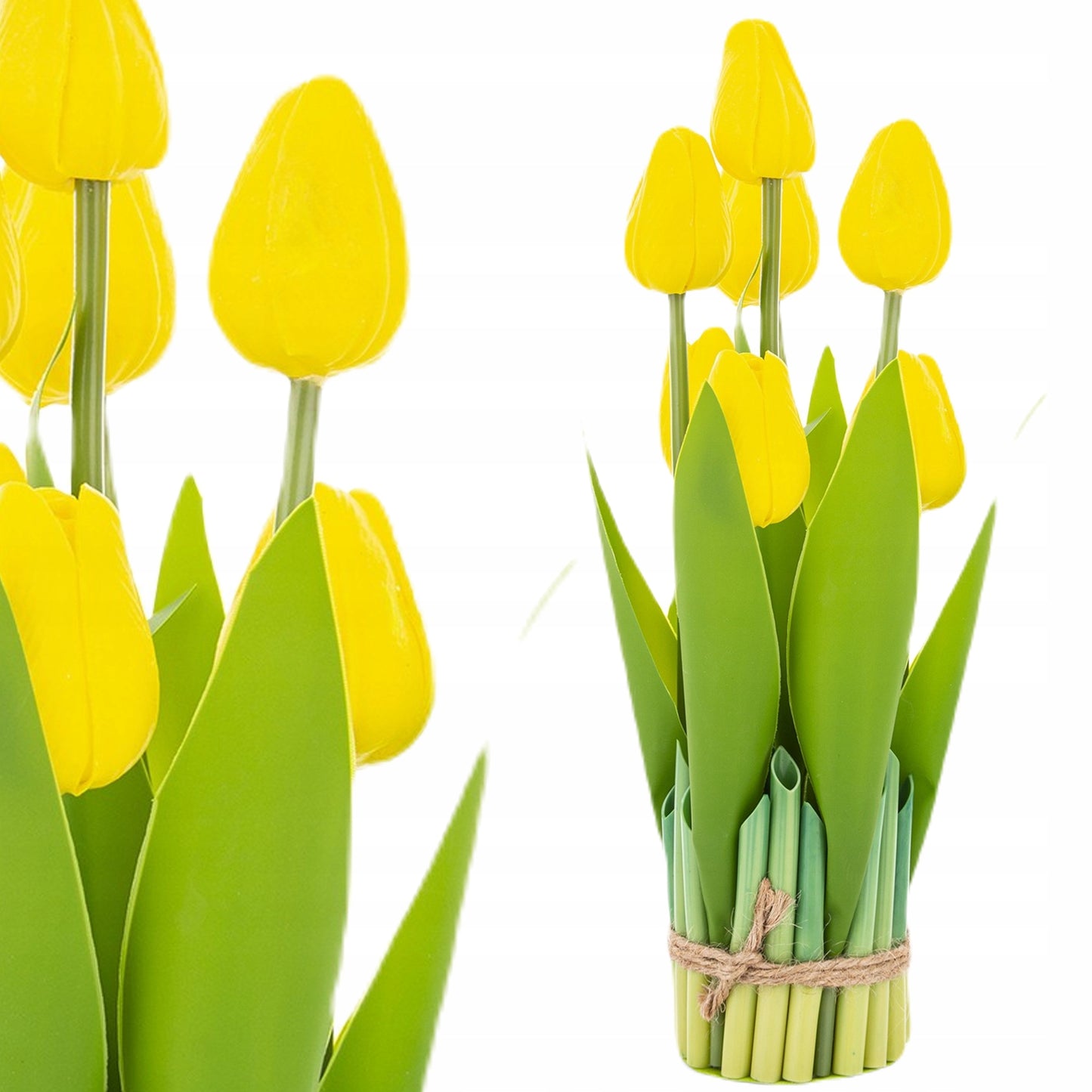 Bukiet sztucznych kwiatów Żółte Tulipany 28cm stroik tulipan żółty