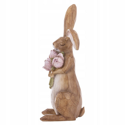 Figurka Królik Wielkanocny 45 cm Elegancka Dekoracja z Kwiatami XL wiosenna