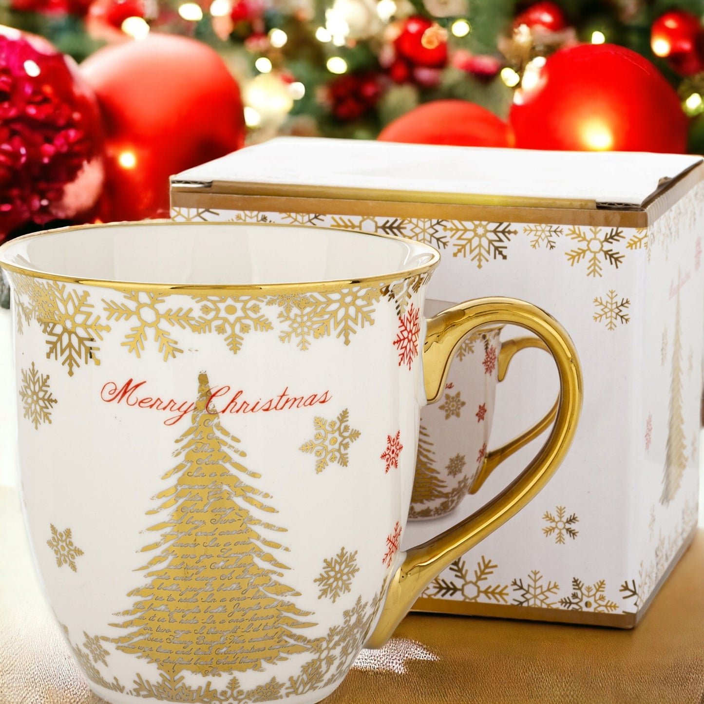 Kubek filiżanka świąteczna w pudełku porcelana prezent świąteczny mikołajki