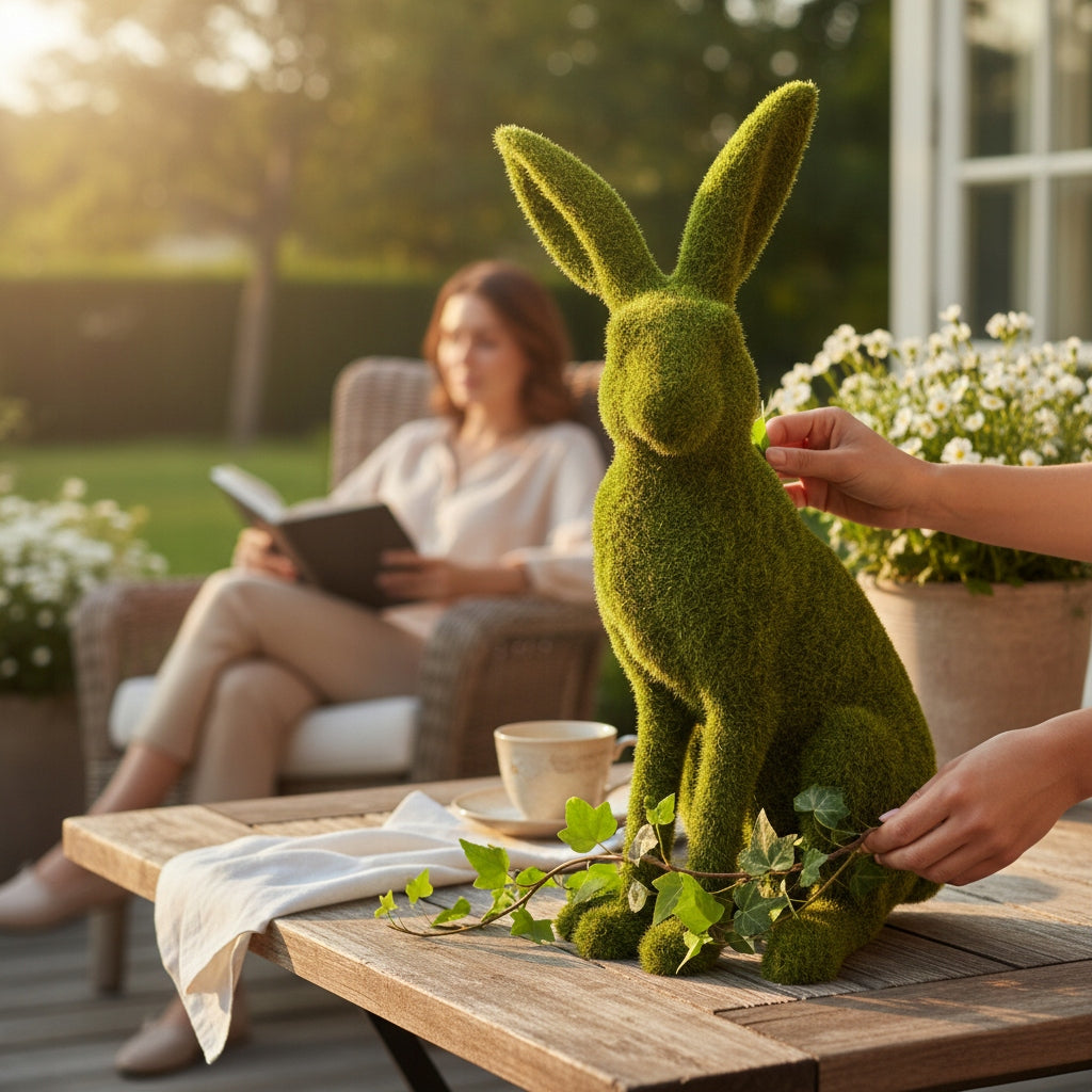 Królik Wielkanocny Figurka Dekoracja Wielkanocna Zielony 41 cm