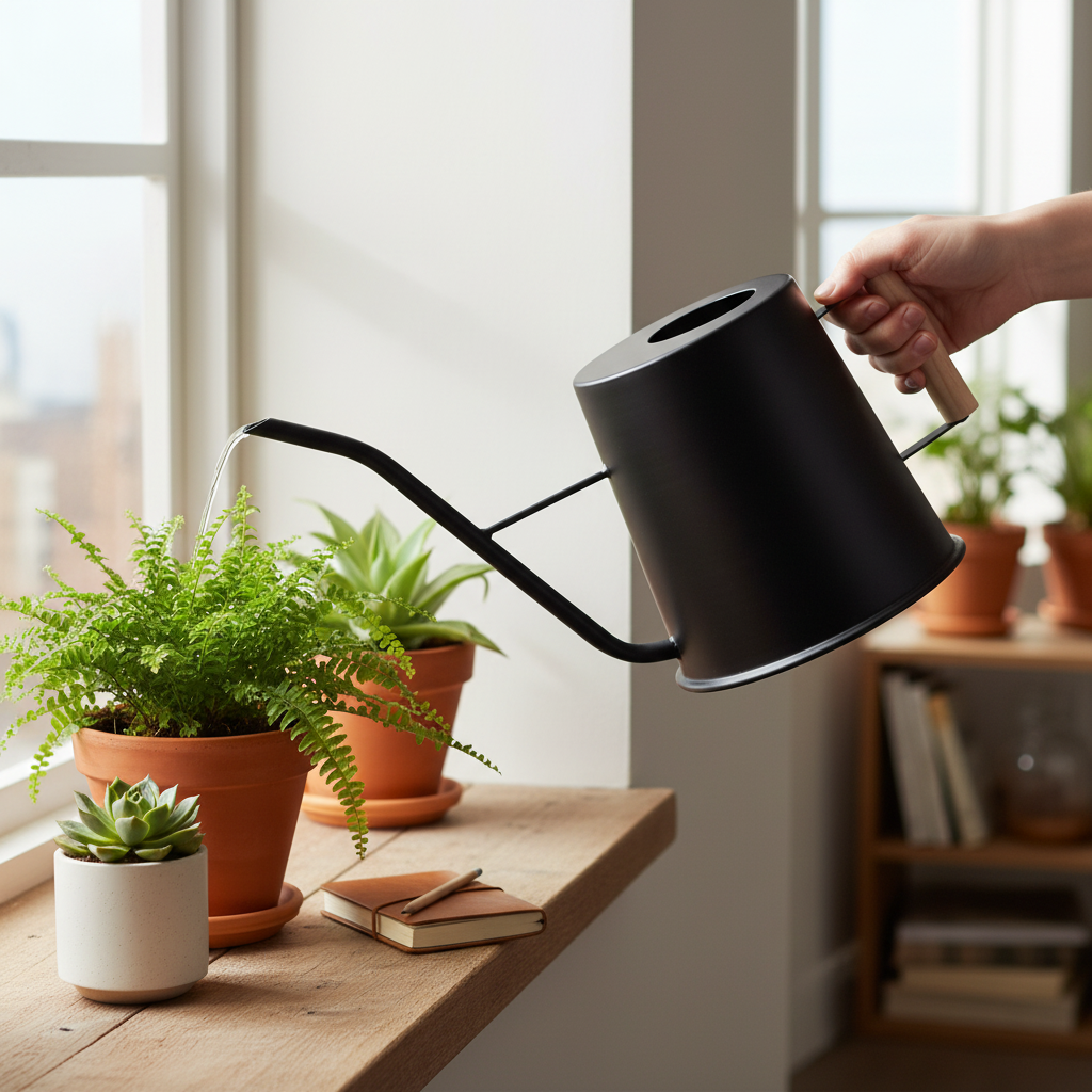 Konewka czarna metalowa loft ozdobna