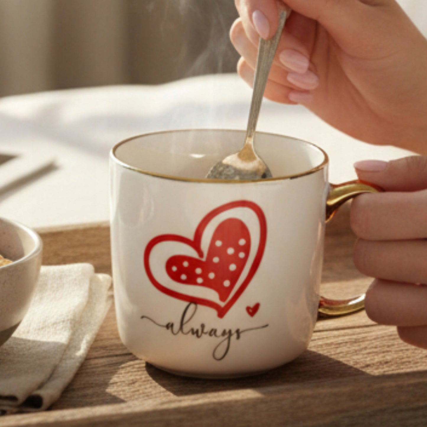 Duży porcelanowy kubek w pudełku na walentynki prezent 385 ml