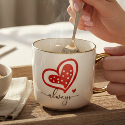 Duży porcelanowy kubek w pudełku na walentynki prezent 385 ml