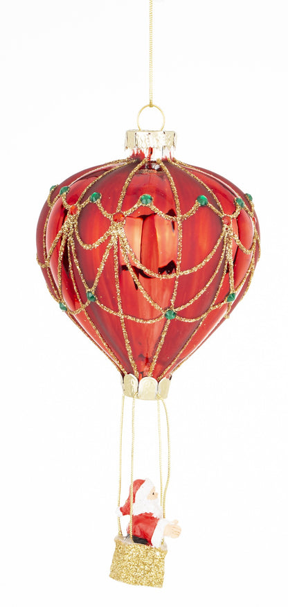 Bombka choinkowa Zawieszka szkło czerwony, złoty 15x8x8cm
