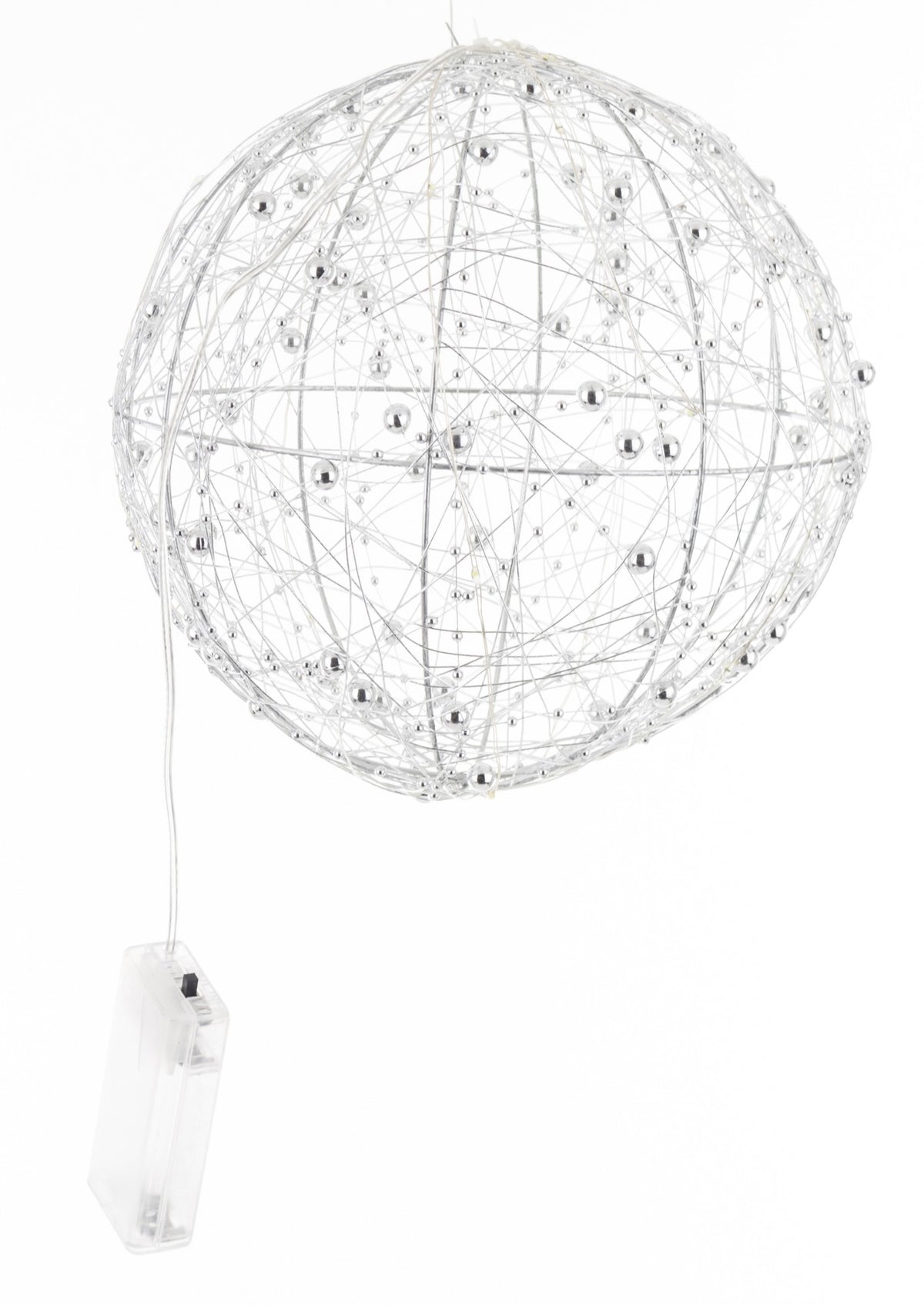 Ozdobna kula led figura świąteczna ozdoba srebrna 15 cm stroik latarenka