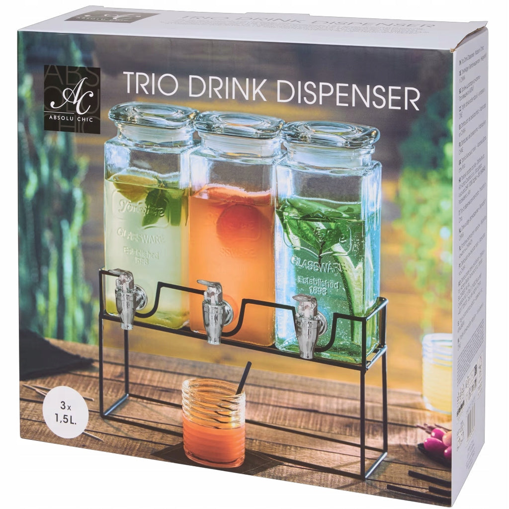 Komplet 3x1,5L dozownik dystrybutor do lemoniady, soku słoik z kranikiem