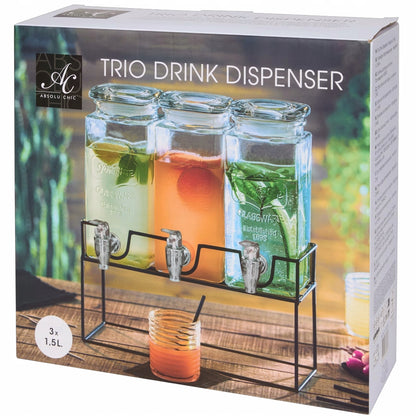 Komplet 3x1,5L dozownik dystrybutor do lemoniady, soku słoik z kranikiem