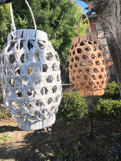 Lampion solarny rattanowy LED wiszący ogrodowy balkonowy 28 cm szary