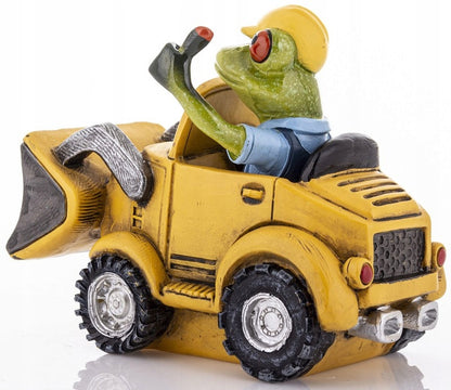 Figurka żaba żabka koparka bobcat koparkowy robotnik dekoracja ozdoba