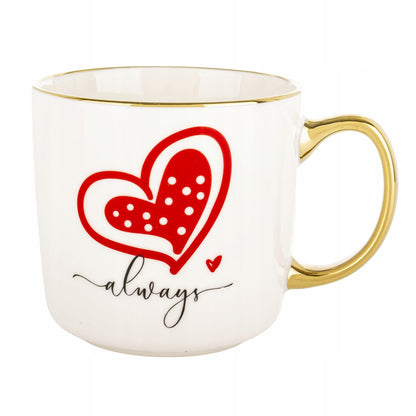 Duży porcelanowy kubek w pudełku na walentynki prezent 385 ml