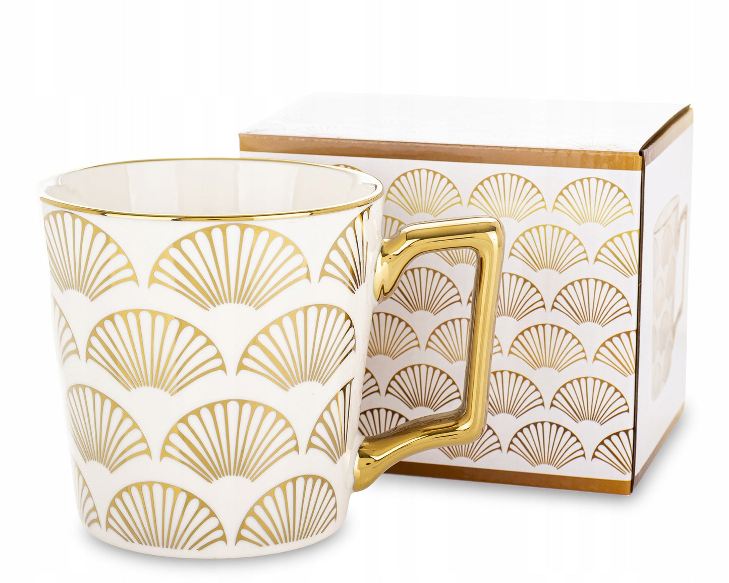 Porcelanowy Kubek elegancki złote ucho 310ml