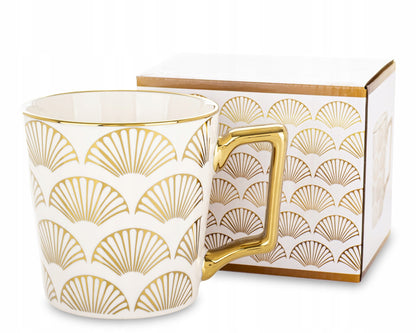Porcelanowy Kubek elegancki złote ucho 310ml